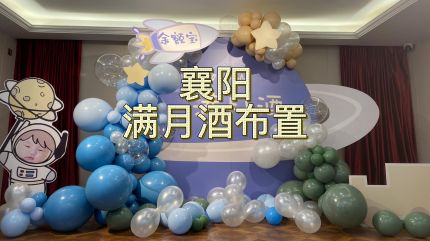 襄阳蓝色系宇宙太空主题宝宝满月酒布置太空主题甜品台生日布置